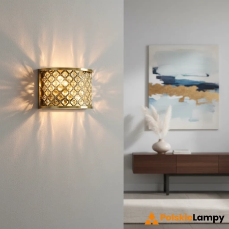 Kinkiet mosiężny ze szkłem kryształowym 2-punktowy 70559 z serii Hudson - Endon Lighting