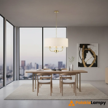 Lampa wisząca biała z tkaniny złota 3-punktowa 70560 z serii NIXON - Endon Lighting