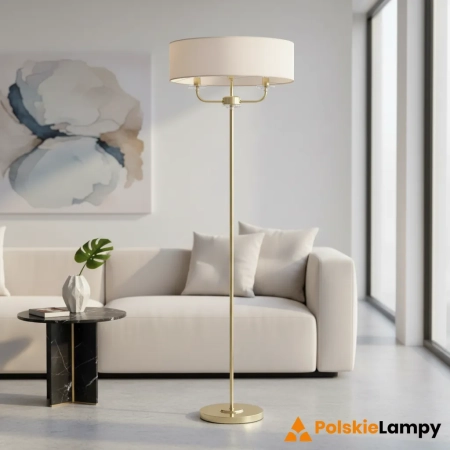 Lampa podłogowa złota z białym abażurem 2-punktowa 70563 z serii Nixon - Endon Lighting