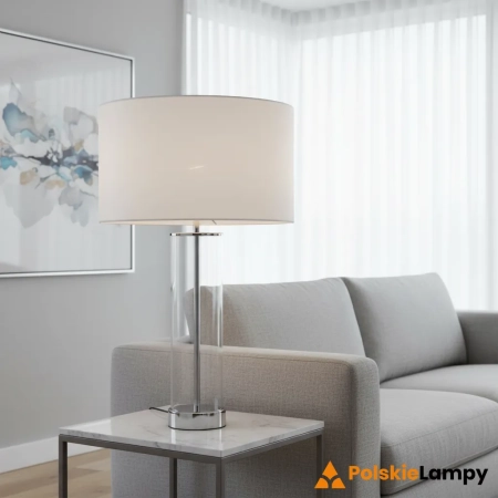 Lampa stołowa szklana z białym abażurem 70600 z serii Lessina - Endon Lighting