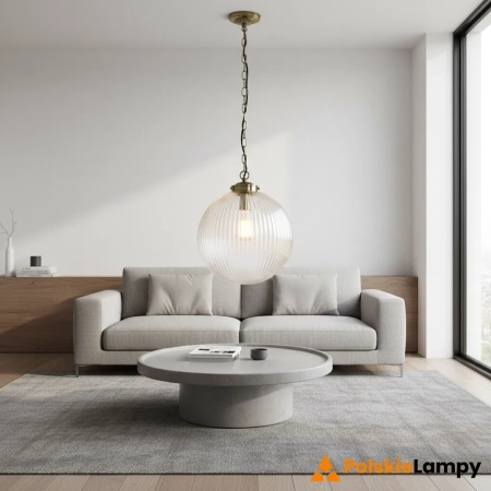 Lampa wisząca szklana kula mosiężna 35cm 71124 z serii BRYDON - Endon Lighting