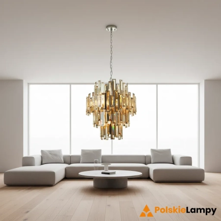 Lampa wisząca kryształowa złota 12-punktowa 72744 z serii VIVIANA - Endon Lighting