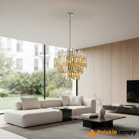 Lampa wisząca kryształowa złota 15-punktowa 72746 z serii Viviana - Endon Lighting