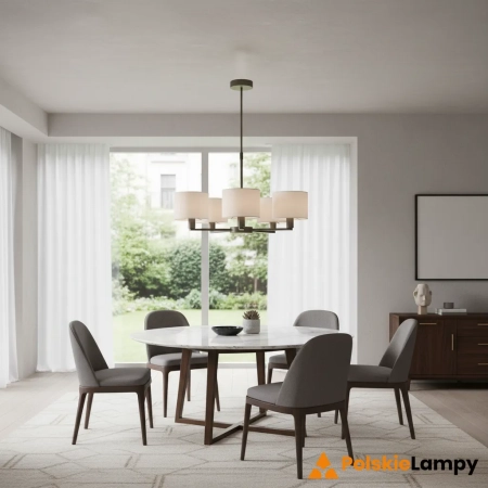 Lampa wisząca 5-punktowa brązowa z białymi abażurami 73017 z serii Daley - Endon Lighting