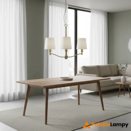 Lampa wisząca mosiężna 3-punktowa z białymi abażurami 73411 z serii ORTONA - Endon Lighting