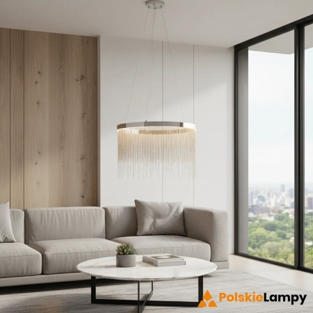 Lampa wisząca chromowana okrągła z łańcuszkami 73768 z serii ZELMA - Endon Lighting