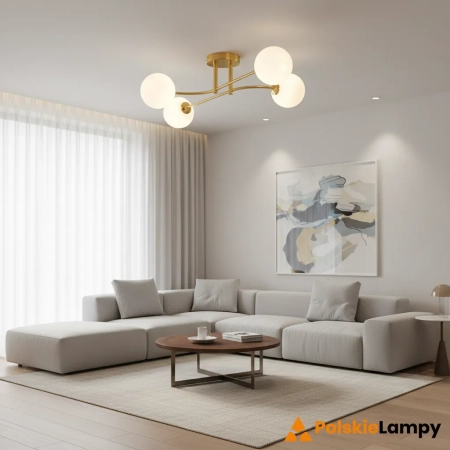 Lampa sufitowa złota 4-punktowa z kulistymi kloszami 75959 z serii Otto - Endon Lighting