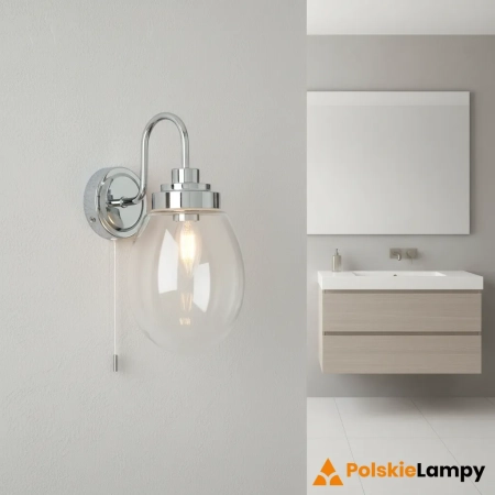 Kinkiet łazienkowy chromowany szklany z włącznikiem 76304 z serii Hampton - Endon Lighting