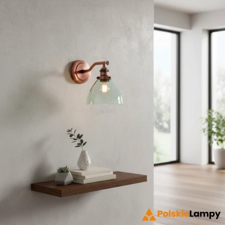 Kinkiet miedziany metalowy ze szklanym kloszem 76334 z serii Hansen - Endon Lighting