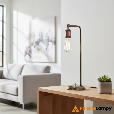 Lampa stołowa metalowa miedziana industrialna 76339 z serii HAL - Endon Lighting