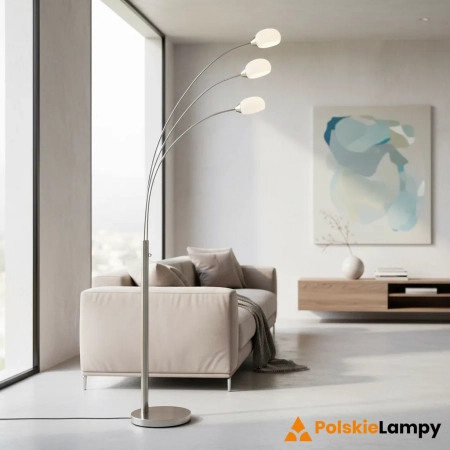 Lampa podłogowa metalowa srebrna 3-punktowa 76567 z serii Jaspa - Endon Lighting