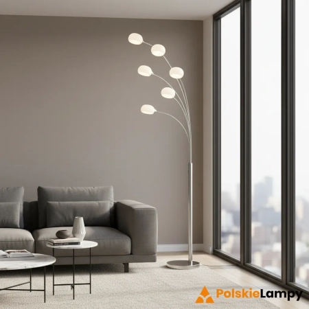 Lampa podłogowa metalowa srebrna 5-punktowa 76568 z serii JASPA - Endon Lighting