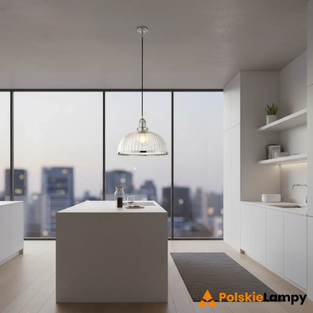 Lampa wisząca szklana prążkowana srebrna 30cm 76713 z serii HANSEN - Endon Lighting