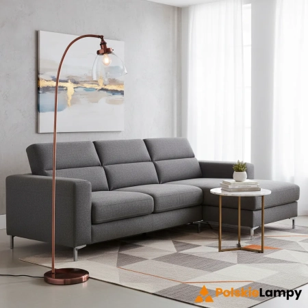 Lampa podłogowa miedziana metalowa ze szklanym kloszem 77862 z serii Hansen - Endon Lighting