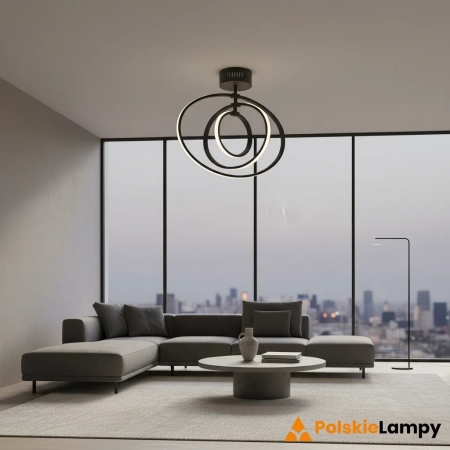 Plafon LED czarny metalowy okrągły 80682 z serii Avali - Endon Lighting