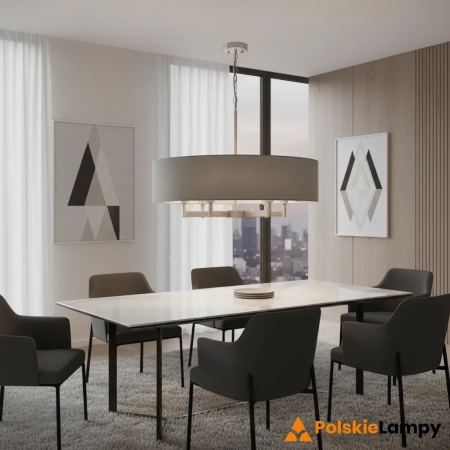 Lampa wisząca niklowa z szarym abażurem 5-punktowa 81002 z serii Grande - Endon Lighting
