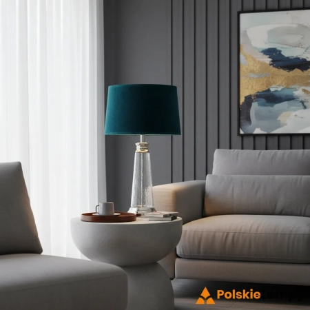 Lampa stołowa szklana z niebieskim abażurem 90545 z serii Winslet - Endon Lighting