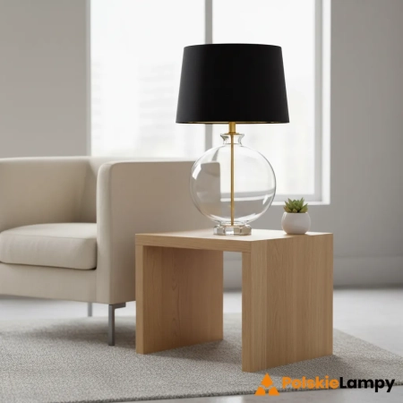 Lampa stołowa szklana z czarnym abażurem 90559 z serii Gideon - Endon Lighting
