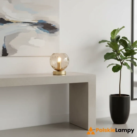 Lampa stołowa szklana złota okrągła 91973 z serii Dimple - Endon Lighting