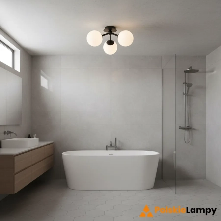 Lampa sufitowa łazienkowa czarna 3-punktowa 93489 z serii Pulsa - Endon Lighting