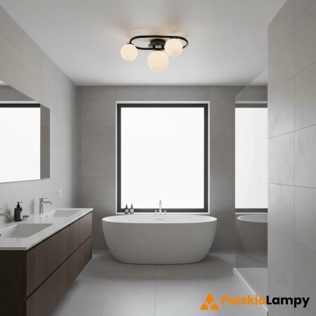 Plafon łazienkowy czarny metalowy 3-punktowy 93524 z serii Pulsa - Endon Lighting