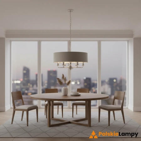 Lampa wisząca szara z tkaniny chromowana 6-punktowa 94373 z serii Highclere - Endon Lighting