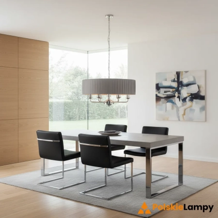 Lampa wisząca szara z plisowanym abażurem 6-punktowa 94397 z serii Highclere - Endon Lighting