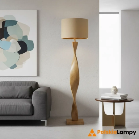 Lampa podłogowa z żywicy z beżowym abażurem 95454 z serii ABIA - Endon Lighting