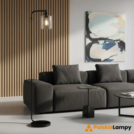 Lampa podłogowa czarna metalowa ze szklanym kloszem 95456 z serii Toledo - Endon Lighting