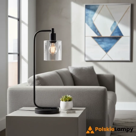 Lampa stołowa czarna metalowa ze szklanym kloszem 95457 z serii Toledo - Endon Lighting