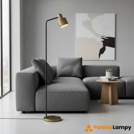 Lampa podłogowa metalowa mosiężno-czarna 148cm 95465 z serii Mayfield - Endon Lighting