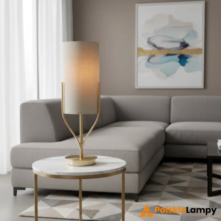 Lampa stołowa mosiężna z beżowym abażurem 95467 z serii Fraser - Endon Lighting