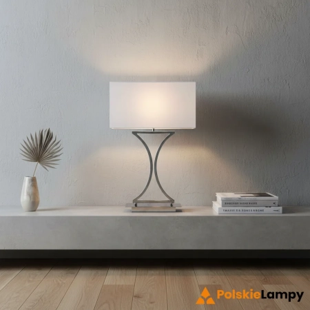 Lampa stołowa srebrna metalowa z białym abażurem 96930-TLCH z serii EPALLE - Endon Lighting