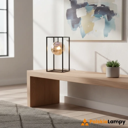 Lampa stołowa czarna metalowa z opalizującą kulą 97137 z serii Kinjo - Endon Lighting