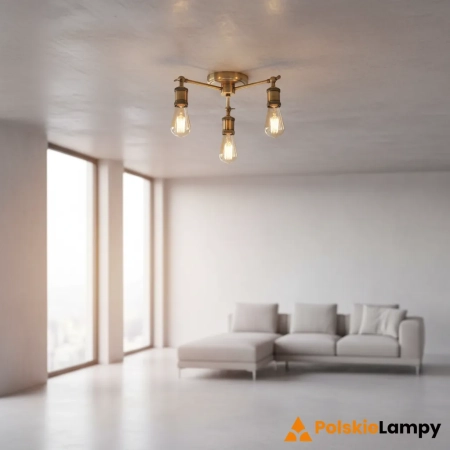 Lampa sufitowa metalowa mosiężna 3-punktowa 97243 z serii Hal - Endon Lighting