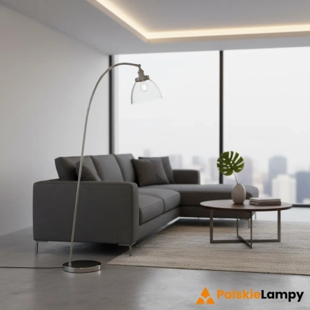 Lampa podłogowa metalowa niklowana z szklanym kloszem 97591 z serii Hansen - Endon Lighting