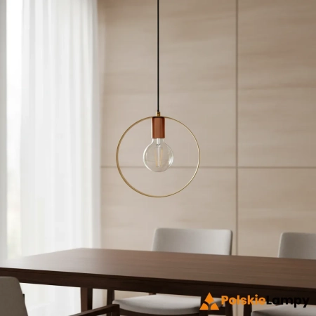 Lampa wisząca metalowa mosiężna okrągła 25cm 97664 z serii Hoop - Endon Lighting