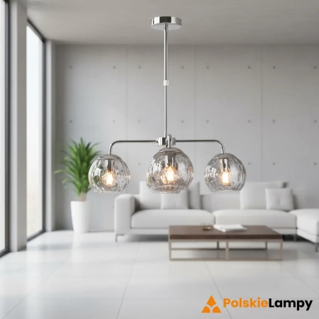 Lampa wisząca chromowana 5-punktowa z szklanymi kloszami 97972 z serii DIMPLE - Endon Lighting