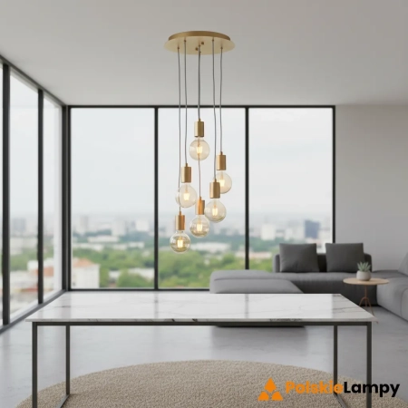 Lampa wisząca metalowa złota 6-punktowa 98136 z serii Studio - Endon Lighting