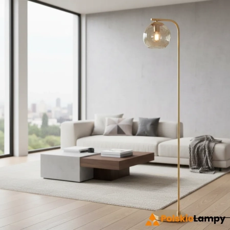 Lampa podłogowa mosiężna ze szklanym kloszem 98271 z serii Dimple - Endon Lighting