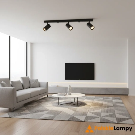 Reflektor sufitowy czarny metalowy 3-punktowy 70cm 98456 z serii REZ - Endon Lighting