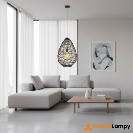 Lampa wisząca czarna rattanowa ażurowa 98472 z serii Pimva - Endon Lighting
