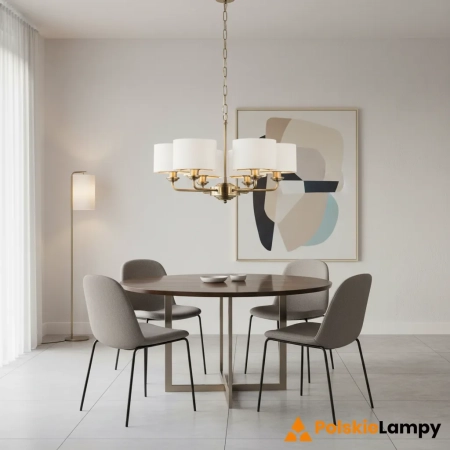Lampa wisząca mosiężna 6-punktowa z białymi abażurami 98936 z serii Highclere - Endon Lighting