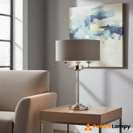 Lampa stołowa metalowa szara 3-punktowa 99149 z serii Highclere - Endon Lighting