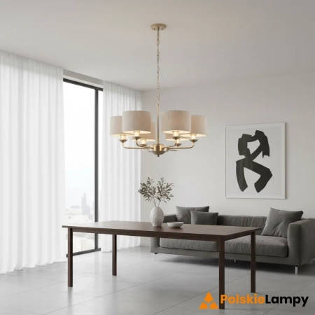 Lampa wisząca metalowa srebrna z beżowymi abażurami 99151 z serii Highclere - Endon Lighting