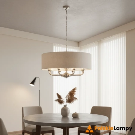 Lampa wisząca 8-punktowa srebrna z szarym abażurem 99152 z serii Highclere - Endon Lighting