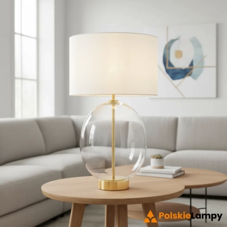 Lampa stołowa szklana mosiężna z białym abażurem 99292 z serii KELDA - Endon Lighting
