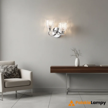 Kinkiet chromowany dwupunktowy ze szklanymi kloszami BOYER-2WBCH-L z serii BOYER - Endon Lighting