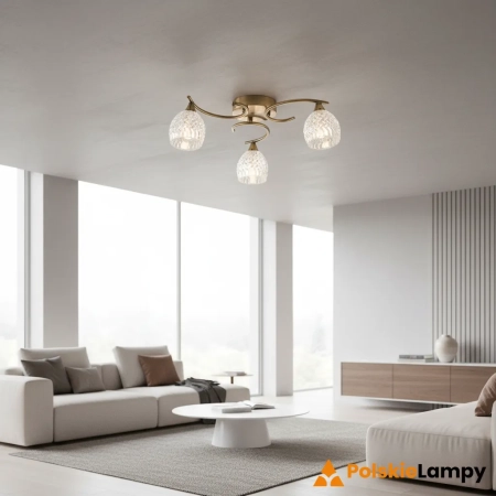 Lampa sufitowa mosiężna 3-punktowa ze szklanymi kloszami BOYER-3AB z serii BOYER - Endon Lighting