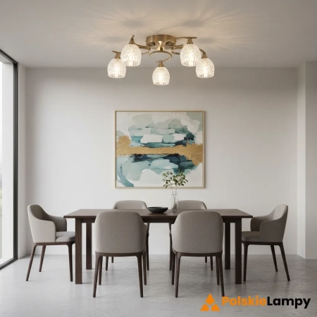 Lampa sufitowa mosiężna 5-punktowa z kloszami BOYER-5AB z serii BOYER - Endon Lighting